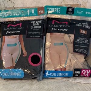 Maidenform Flexees Shapewear High Waist Thigh Slimmer Cool 3XL Tan & Black NWT